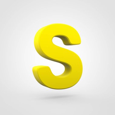 Sarı Plastik mektup beyaz arka plan üzerinde izole S