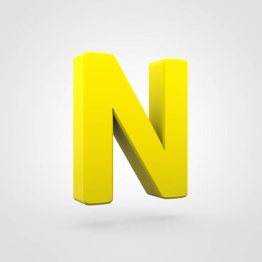 Sarı Plastik harf N beyaz arka plan üzerinde izole