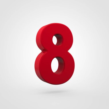 Beyaz arka plan üzerinde izole kırmızı plastik sekiz sayı 