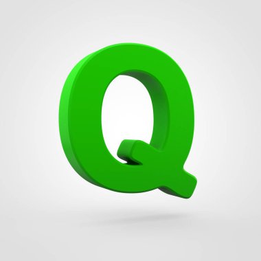 Yeşil plastik harf Q beyaz arka plan üzerinde izole