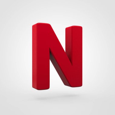 kırmızı plastik mektup beyaz arka plan üzerinde izole N