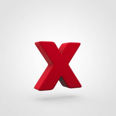 kırmızı plastik mektup beyaz arka plan üzerinde izole X