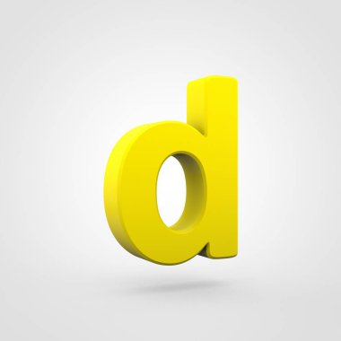 Sarı Plastik mektup beyaz arka plan üzerinde izole D