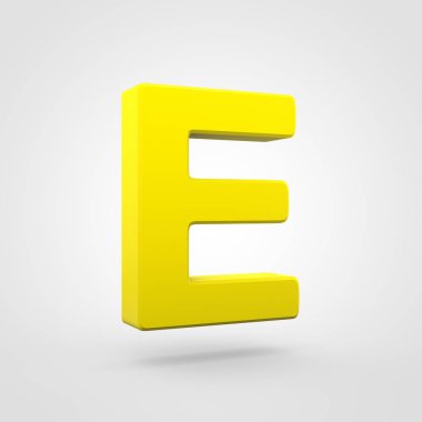 Sarı Plastik mektup beyaz arka plan üzerinde izole E