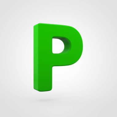 Yeşil plastik mektup beyaz arka plan üzerinde izole P