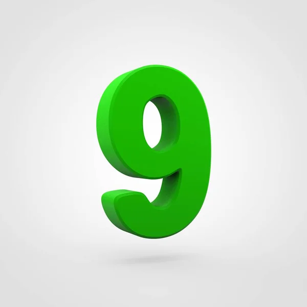 Green Plastic Nine Number Isolated White Background — Stock Photo, Image