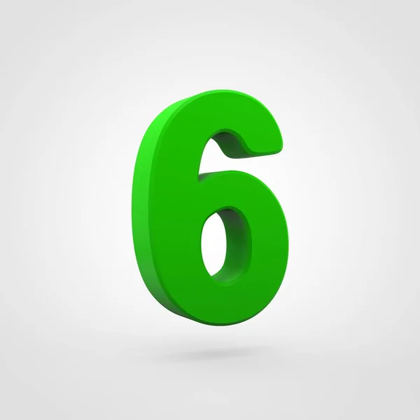 Green Plastic Six Number Isolated White Background — Stock Photo, Image