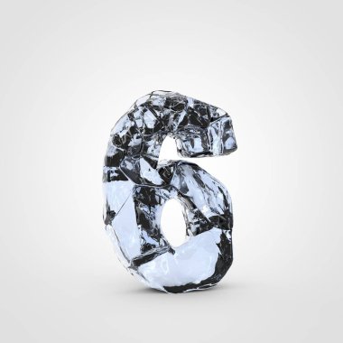 Beyaz arka plan üzerinde izole kırık buz numarası 6.