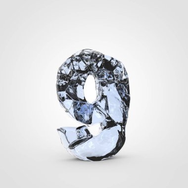 Beyaz arka plan üzerinde izole kırık buz sayı 9.