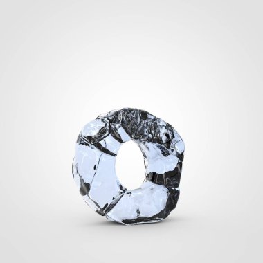 Beyaz arka plan üzerinde izole kırık buz harf küçük harf O.