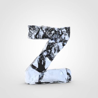 Beyaz arka plan üzerinde izole kırık buz harf büyük harf Z.