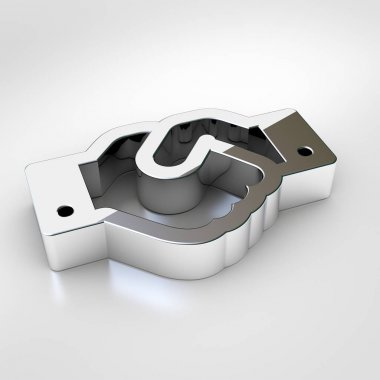 El sıkışma simgesi. Beyaz arka plan üzerinde izole krom el sıkışma sembol 3D render.