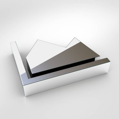 Grafik alanı simgesi. Beyaz arka plan üzerinde izole krom grafik alan sembolün 3D render.