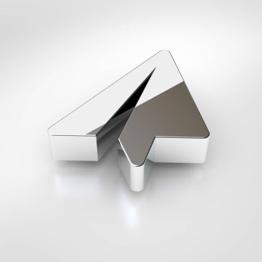 Kağıt Uçak simgesi. Beyaz arka plan üzerinde izole krom kağıt uçak sembolü 3D render.