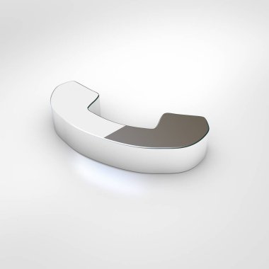 Telefon simgesi. Krom telefon simgesi beyaz arka plan üzerinde izole 3D render.