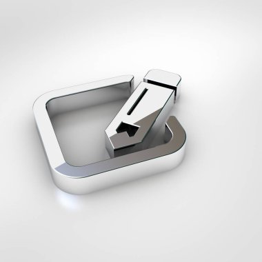 Kutsal kişilerin resmi düzenleyin. Chrome 3D render beyaz arka plan üzerinde izole sembolü Düzenle.