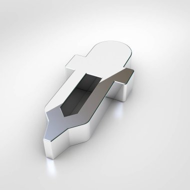Göz damlalık simgesini. Beyaz arka plan üzerinde izole krom göz damlalık sembolü 3D render.