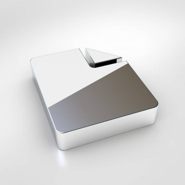 Dosya simgesi. Beyaz arka plan üzerinde izole krom dosya simgesinin 3D render.