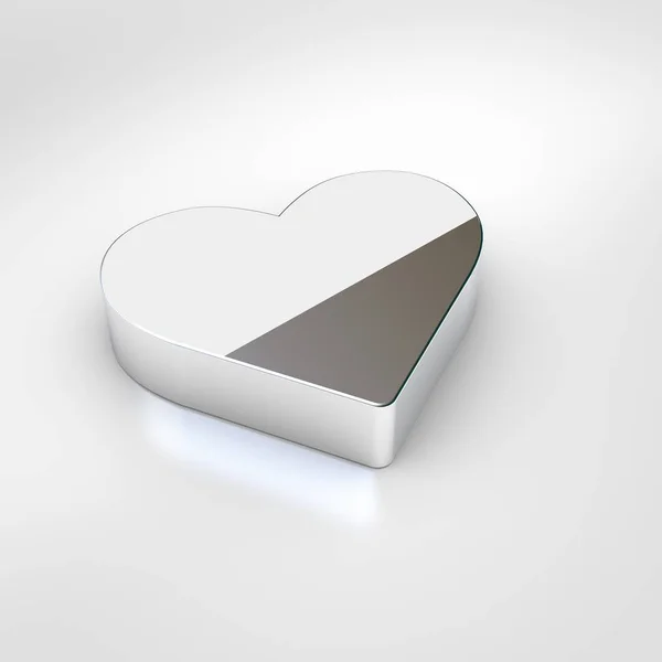 Ícone Cardíaco Renderização Símbolo Coração Cromado Isolado Fundo Branco — Fotografia de Stock