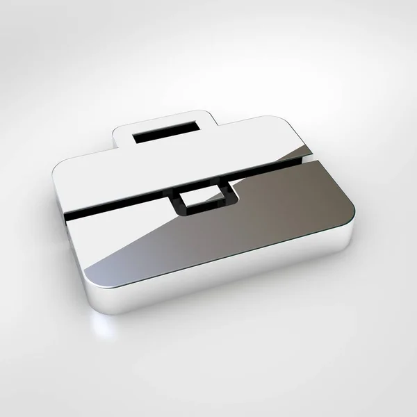 Briefcase Icon Render Chrome Briefcase Symbol Isolated White Background — Stock Photo, Image