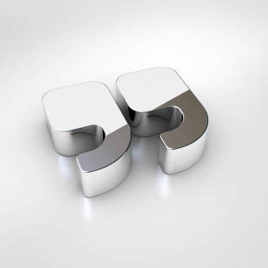 Sağ simge alıntı. Krom teklif doğru sembolü beyaz arka plan üzerinde izole 3D render.