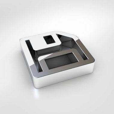 Simge kaydetmek. Chrome 3D render sembol beyaz arka plan üzerinde izole kaydetmek.