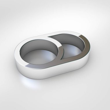 Simge geçiş. Krom geçiş sembolü beyaz arka plan üzerinde izole kapalı 3D render.