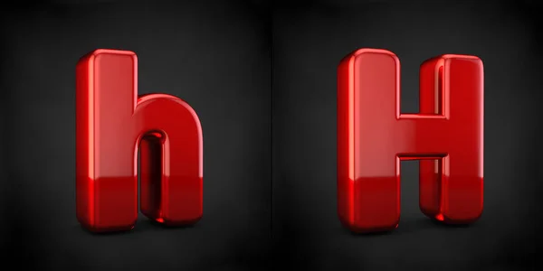 Red letter H isolated on black background — Stock Photo, Image