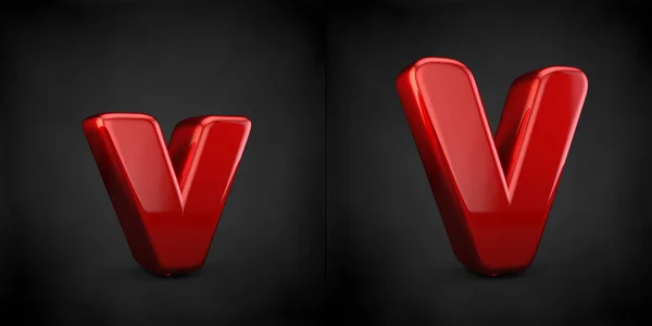 黒の背景に隔離された赤い文字V — ストック写真