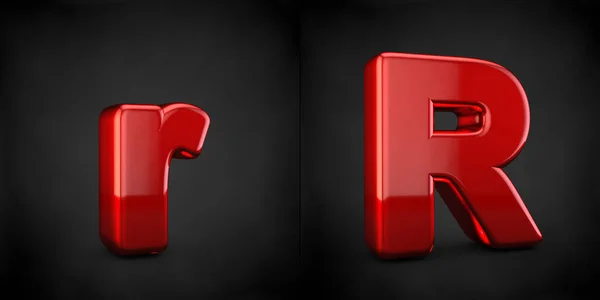 Red letter R isolated on black background — Stock Photo, Image
