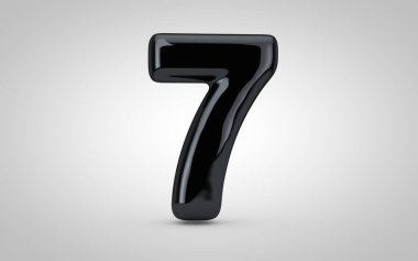 7 numaralı siyah parlak balon beyaz arkaplanda izole edilmiş..