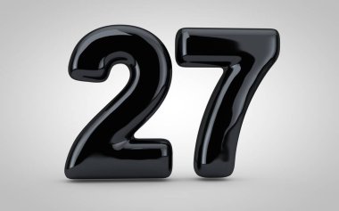 Beyaz zemin üzerinde izole edilmiş 27 numaralı siyah parlak balon..