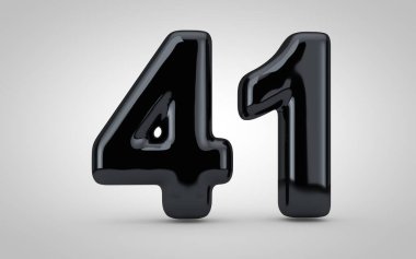 Beyaz arka planda izole edilmiş 41 numaralı siyah parlak balon..