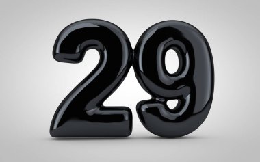 29 numaralı siyah parlak balon beyaz arkaplanda izole edilmiş..