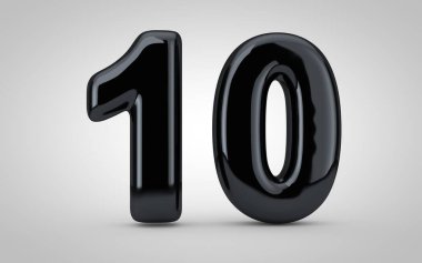 10 numaralı siyah parlak balon beyaz arkaplanda izole edildi.