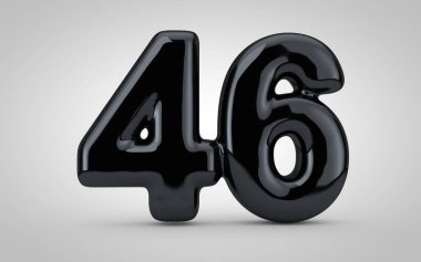 Beyaz arka planda 46 numaralı siyah parlak balon izole edildi.