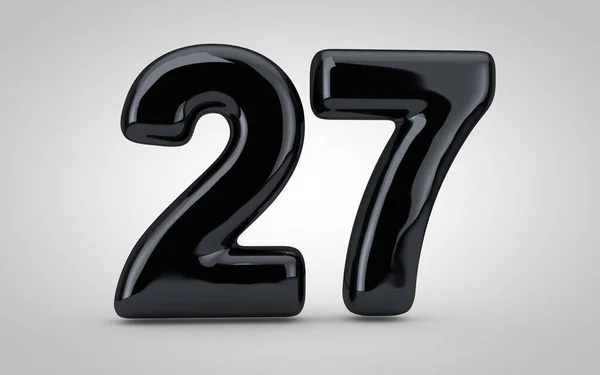Balon negru lucios numărul 27 izolat pe fundal alb . — Fotografie, imagine de stoc