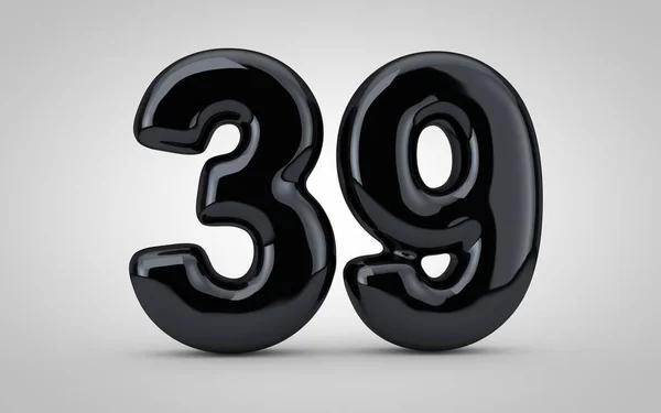 Μαύρο γυαλιστερό μπαλόνι νούμερο 39 απομονωμένο σε λευκό φόντο. — Φωτογραφία Αρχείου