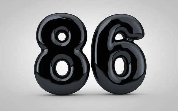 Μαύρο γυαλιστερό μπαλόνι νούμερο 86 απομονωμένο σε λευκό φόντο. — Φωτογραφία Αρχείου