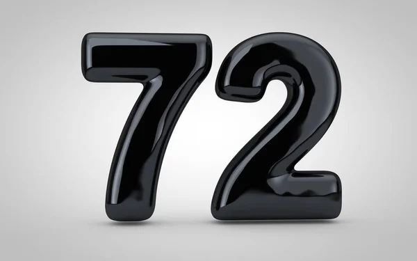 Schwarzer Hochglanzballon Nummer 72 isoliert auf weißem Hintergrund. — Stockfoto