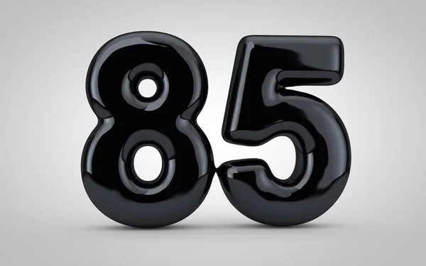Schwarzer Hochglanzballon Nummer 85 isoliert auf weißem Hintergrund. — Stockfoto