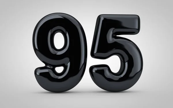 Schwarzer Hochglanzballon Nummer 95 isoliert auf weißem Hintergrund. — Stockfoto