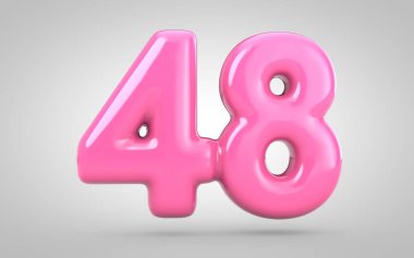 Beyaz arkaplanda 48 numaralı sakız izole edildi.