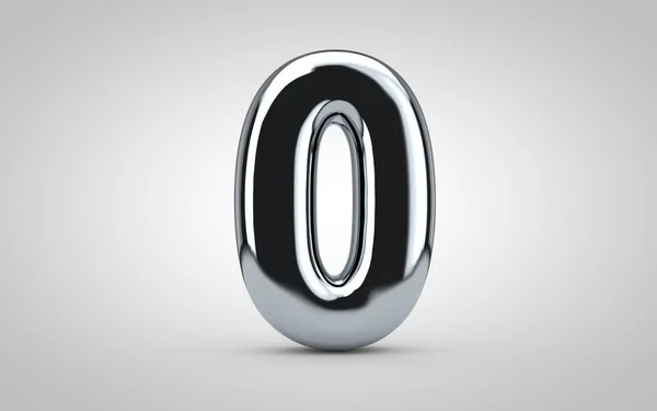 Chrome μπαλόνι νούμερο 0 απομονωμένο σε λευκό φόντο. — Φωτογραφία Αρχείου