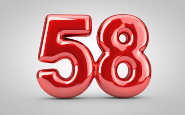 58 numaralı kırmızı balon beyaz arkaplanda izole edilmiş..