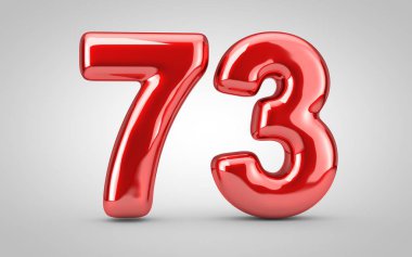73 numaralı kırmızı balon beyaz arkaplanda izole edilmiş..