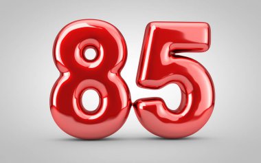 85 numaralı kırmızı balon beyaz arkaplanda izole edilmiş..