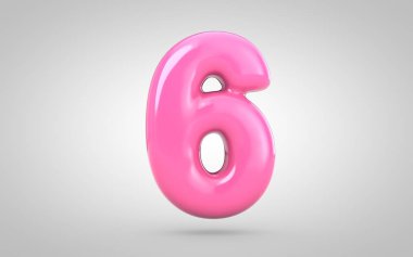 6 numaralı sakız beyaz arkaplanda izole edildi.