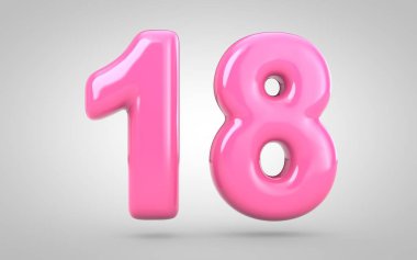 18 numaralı sakız beyaz arkaplanda izole edildi.