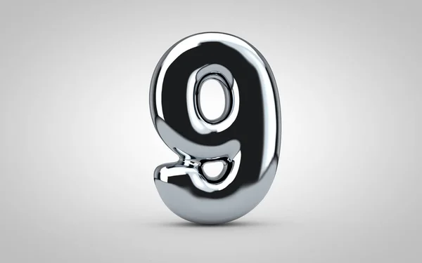 Chrome Balloon Number Isolated White Background Rendered Illustration Best Anniversary — Stock Photo, Image